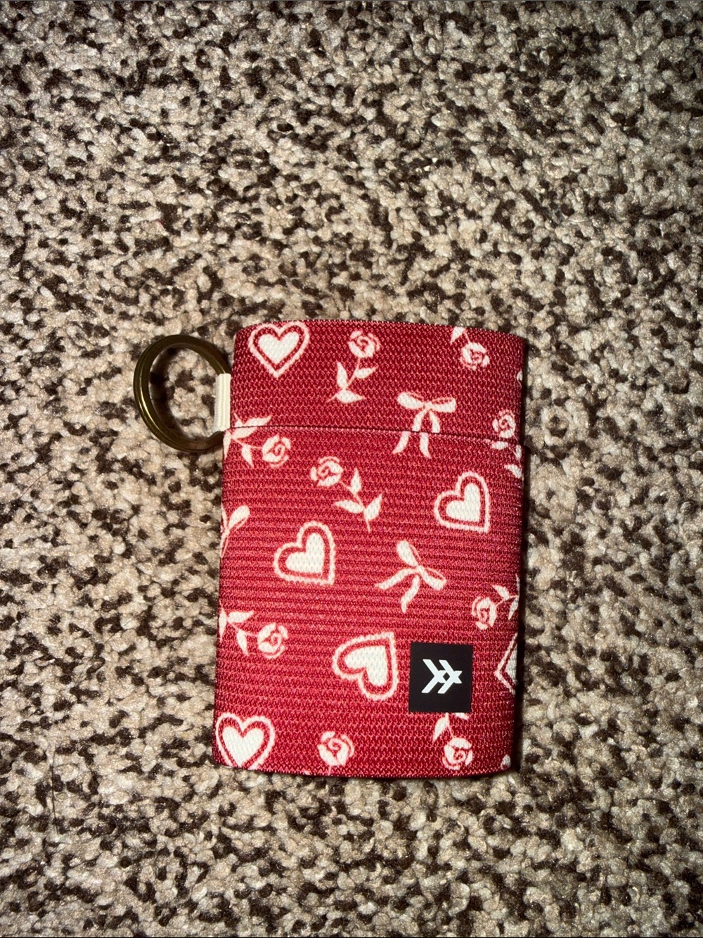 Red Heart-Print Card Holder Keyring - Thread Wallets brand